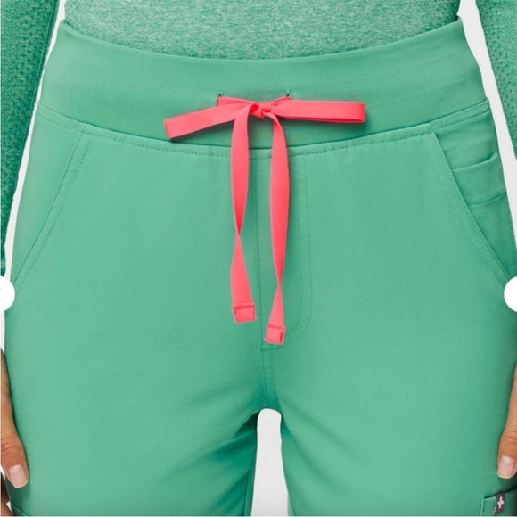 Women New Figs High Waisted Yola Yoga Scrub Pants Surgical Green Plus Size 5XLR - Picture 4 of 11